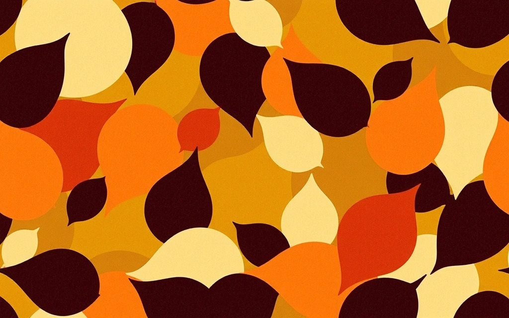 Abstract natural pattern with autumnal leaves and warm earthy tones, symbolizing seasonal change and natural bounty.