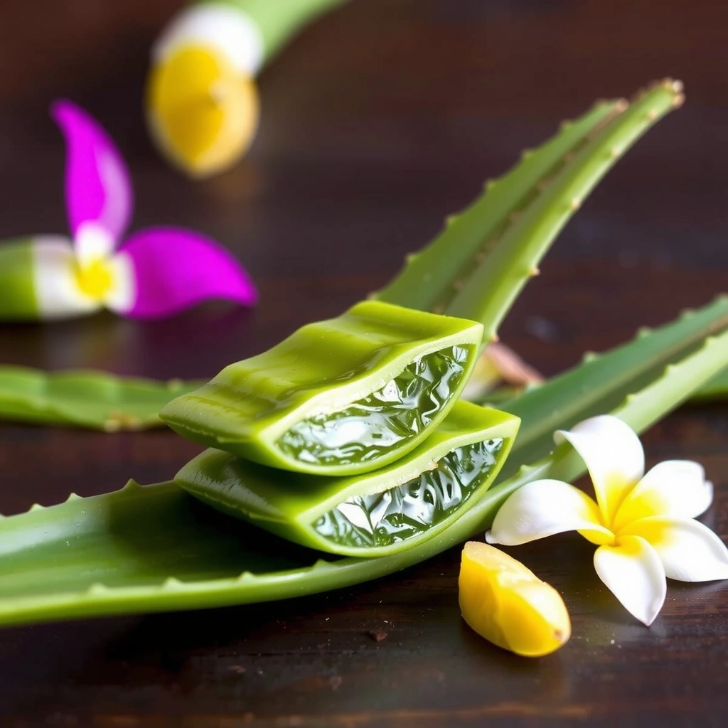 Aloe Vera plant leaf with gel