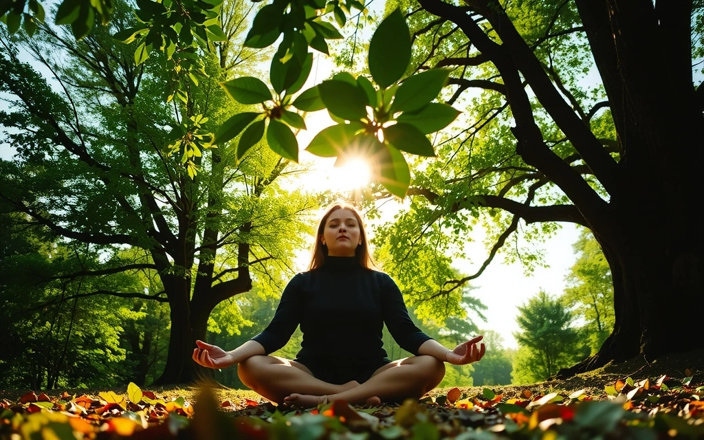 Woman meditating peacefully in a natural setting